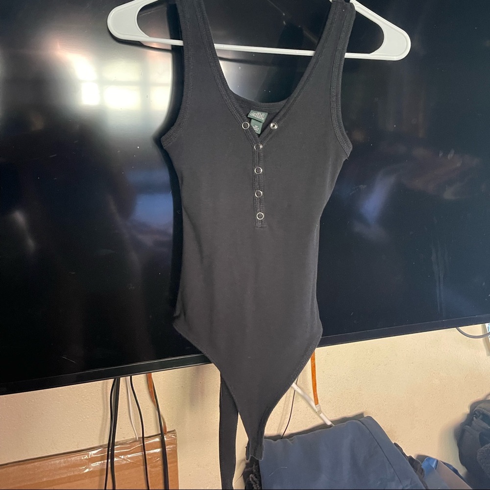 Buttoned black bodysuit